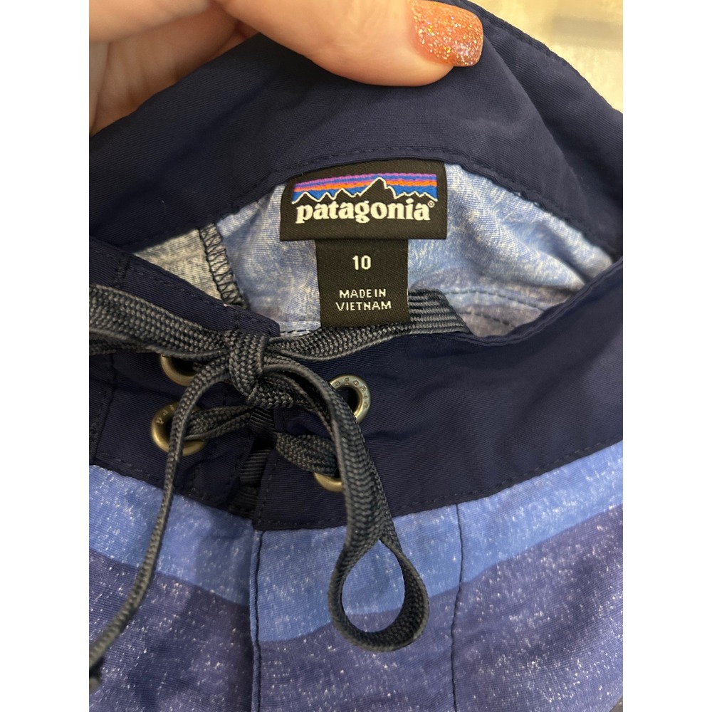 Patagonia Board Shorts Blue Striped Lace Up Swim Surf Beachwear - Picture 5 of 6